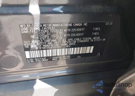 2020 Toyota Rav4 Xle из США, поврежденный, VIN 2T3P1RFV1LW112163